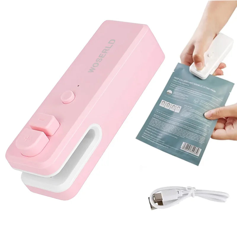 Home Use Rechargeable 2 in1 Bag Sealer Cutter with Magnetic Electric Food Cut and Seal Tool Machine for Tea Chip Bag Heat Reseal