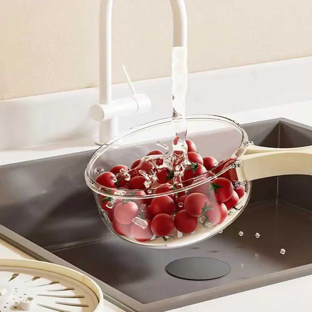 Food Grade Double-Layer Draining Bowl, Fruit Strainer, Colander Bowl with Lid Handle, Bpa Free for Efficient