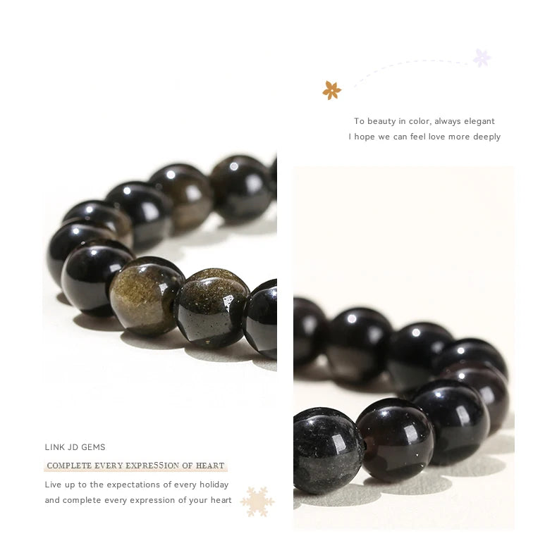 JD Natural Stone Beads Bracelet Amethyst Tiger Eye Crystal Quartz Agate Gem Beads Bangles Women Men Reiki Healling Jewelry Gift