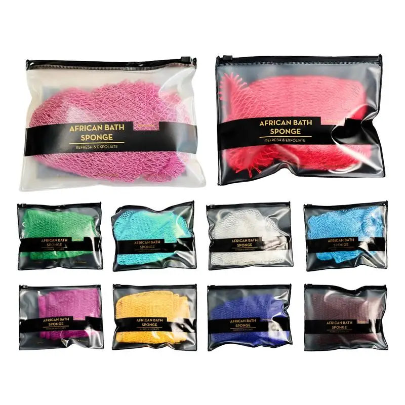 Colorful African Net Cloth Washcloth Body Exfoliator Reusable Bath Sponge Washcloth African Scrubbing Long Net Rag Shower