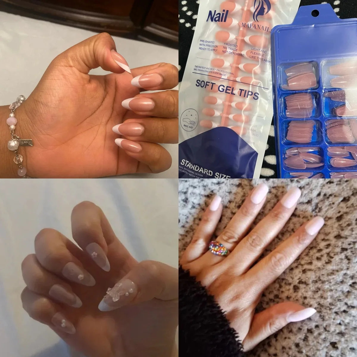 100Pcs Light Pink Press on Nails Short Medium Square Wearable Fake Nails Tips 10 sizes Full Cover False Nails Finger Decoration