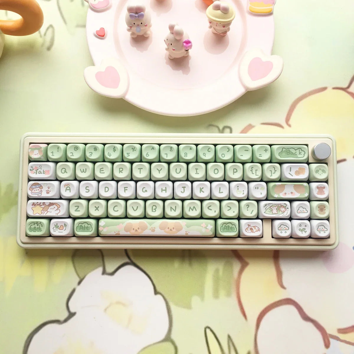 95 Keys artoon Cute Puppy Cat Kitty Keycaps GMK PBT Keycap MOA Profile Dye Sublimation For  DIY Mechanical Keyboard Girls Gift