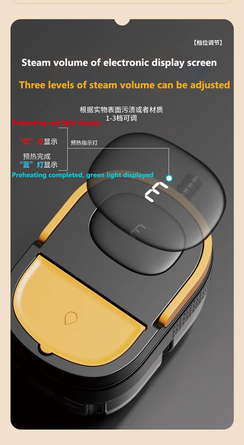 1.6L Handheld Steam Cleaner for Home, Multi-Purpose Portable Steamer for Floors, Tiles, Grout, Carpet, Windows 2500W Powerful