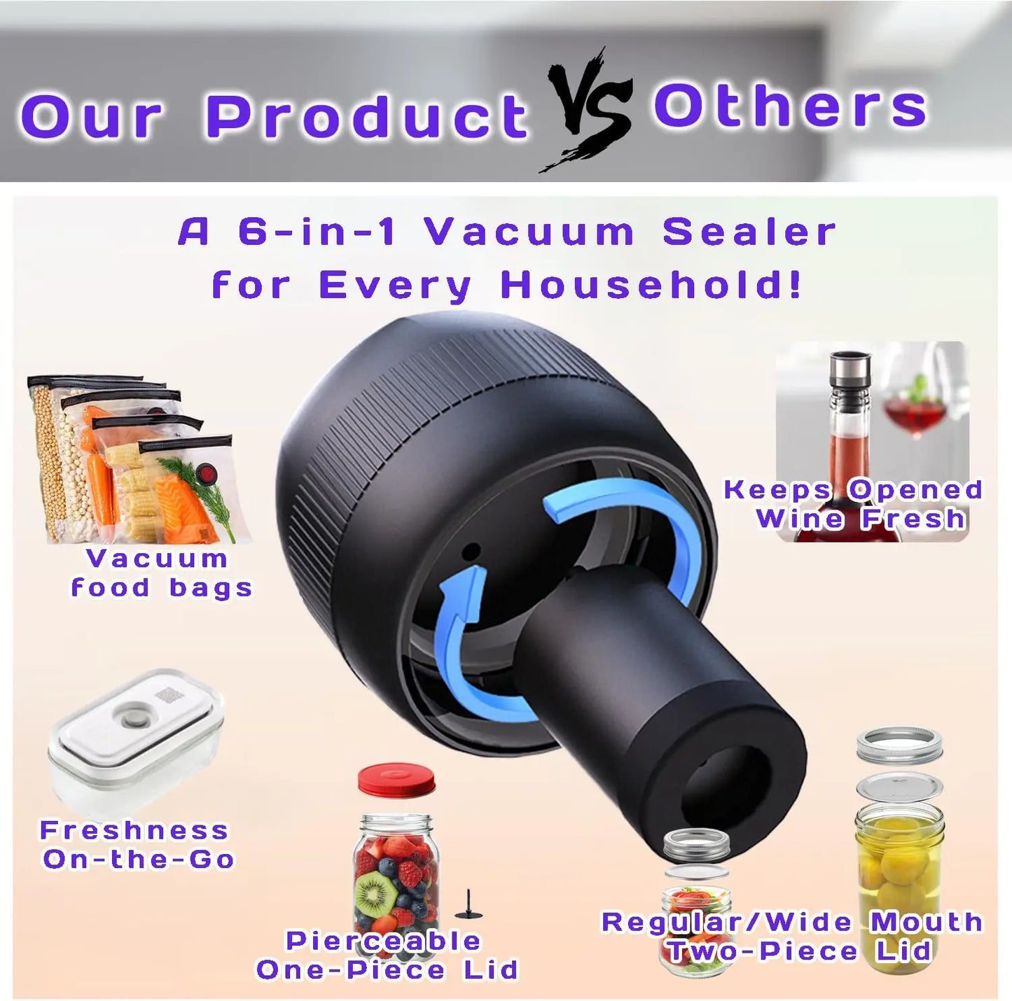 Electric Automatic Kitchen Mini Mason Jar Vacuum Sealer Kit - Pump Machine with Lids Food Preservation Jar Sealer Set