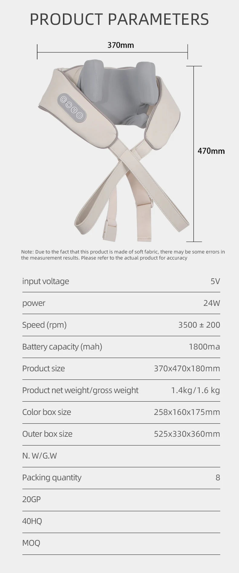 Neck And Shoulder Massager Wireless Shoulder And Back Kneading Massage Shawl Trapezius Neck Cervical masajeador