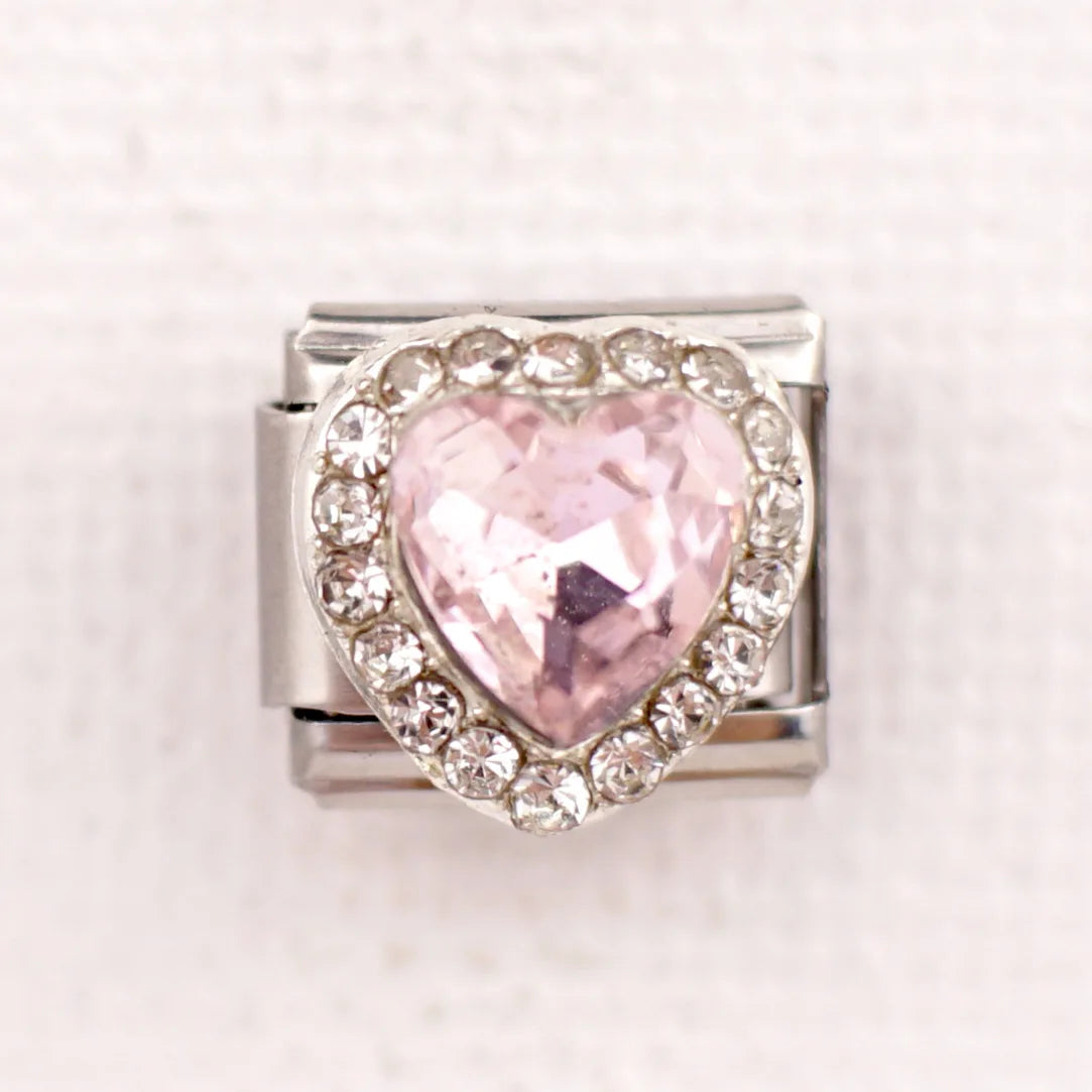 New Fashion Colorful Love Gemstone Style Italian Charm Fit 9mm Link Stainless Steel Bracelet Module DIY Women Men Jewelry Making