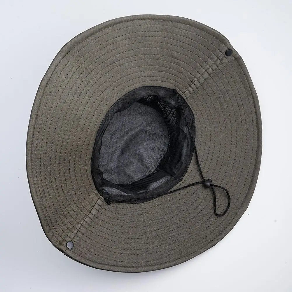 New Summer 15CM Large Brim Sun Hat Men Breathable Fishing Caps Sun UV Protection Mesh Fisherman Hat Hiking Outdoor Beach Cap