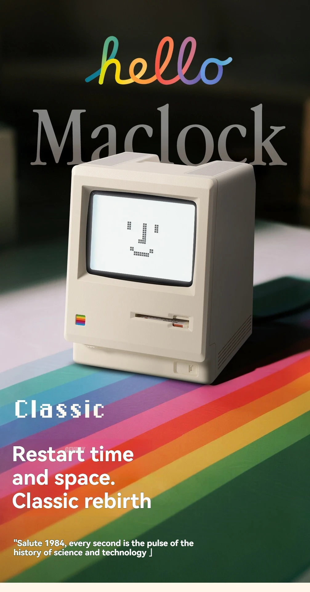Maclock Retro Alarm Clock Creative Wake Up Artifact Students Desktop Decor Electronic Clock Computer Keyboard Accessories Gift