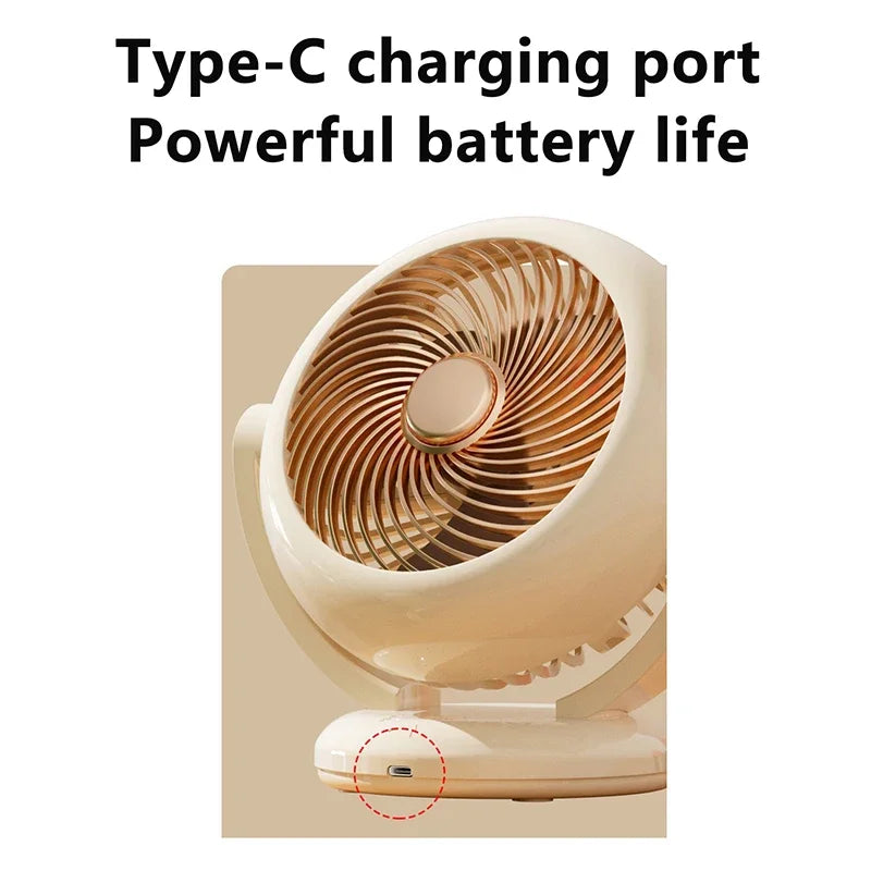 Mini Portable Fan Desktop Electric Fan Rotation Adjustable Angle Quiet Rechargeable Wireless Fan For Room Home Office Camping