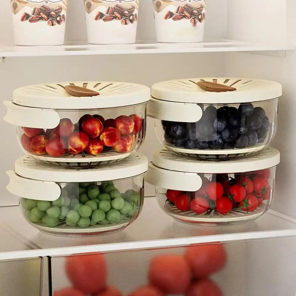 Food Grade Double-Layer Draining Bowl, Fruit Strainer, Colander Bowl with Lid Handle, Bpa Free for Efficient