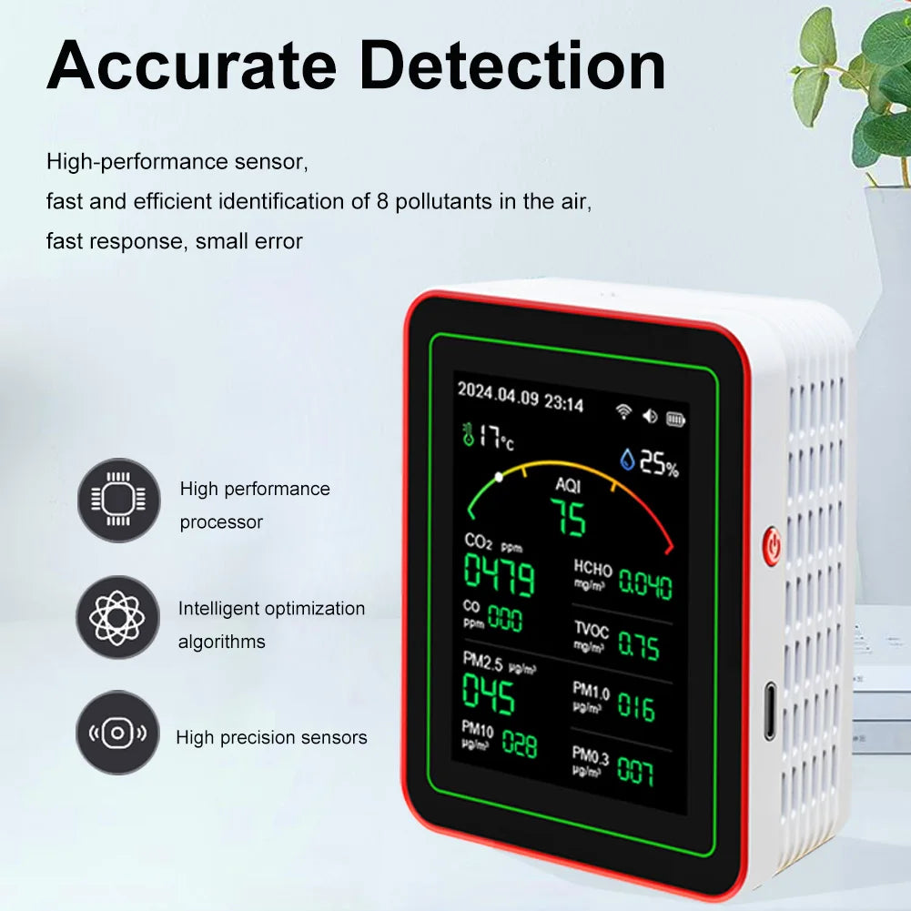 Tuya WiFi 15 in 1 Air Quality Detector CO/CO2/HCHO/TVOC/AQI/PM0.3/PM1.0/PM2.5/PM10 Air Quality Tester Temperature Humidity Meter