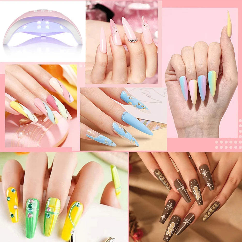 YIKOOLIN 46-Piece Essential Manicure Tool Set With LED UV Nail Lamp Gel Curing Machine Electric Nail File Drill Manicure Tools