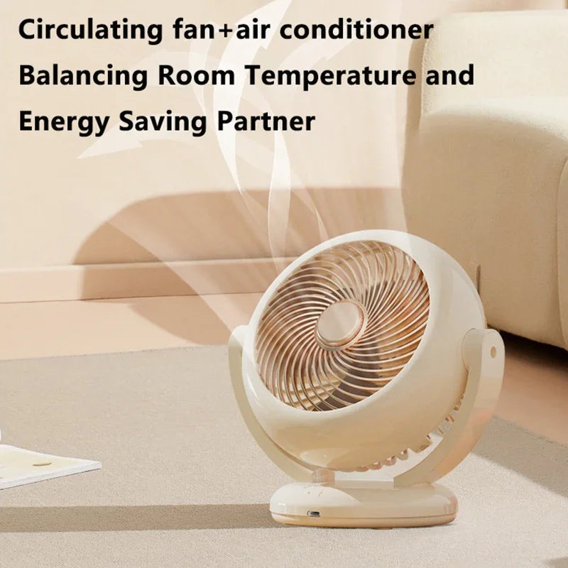 Mini Portable Fan Desktop Electric Fan Rotation Adjustable Angle Quiet Rechargeable Wireless Fan For Room Home Office Camping