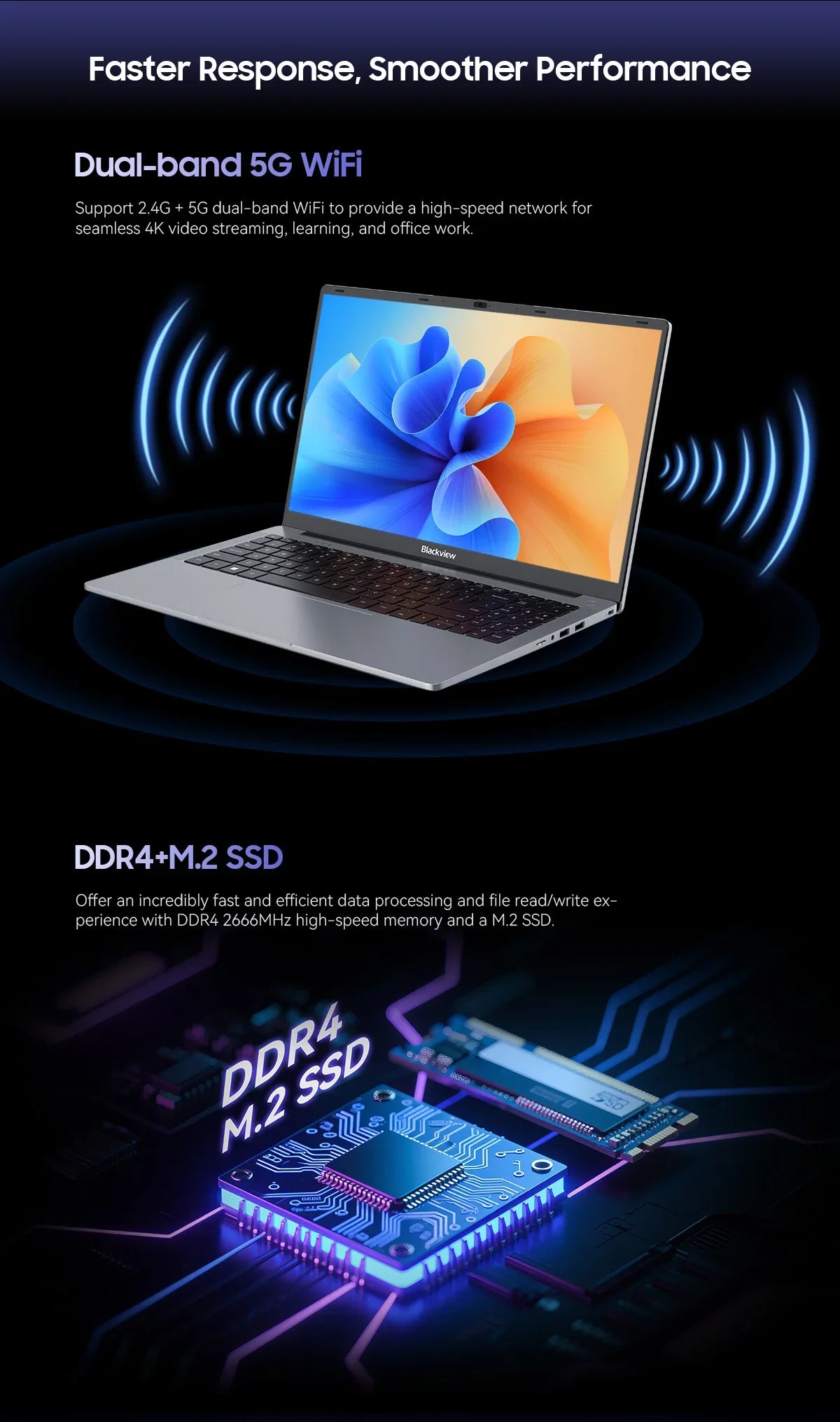 Blackview AceBook 6  Intel Twin Lake N150 15.6 Inch Laptop 16GB DDR4 512GB SSD Windows 11 Home 36Wh Battery