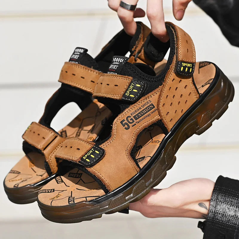 2023 Men Sandals Leather Men Summer Shoes Man Casual Comfortable Barefoot Sandals Men Pentoufle Homme Summer Sandals Men