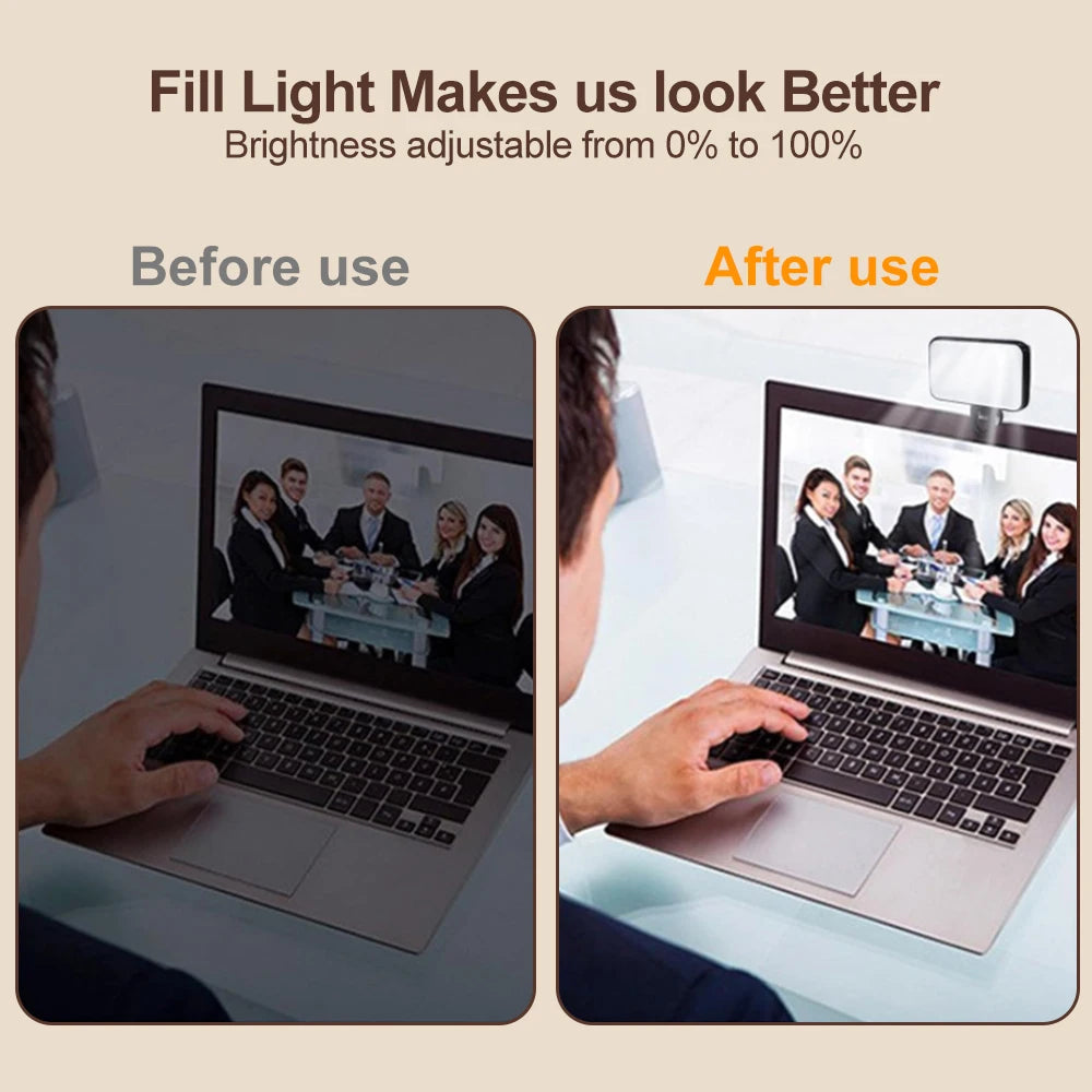 Mini Selfie Fill Light Rechargeable 3 Modes Adjustable Brightness Portable For Mobile Phone Computer LED Fill Light