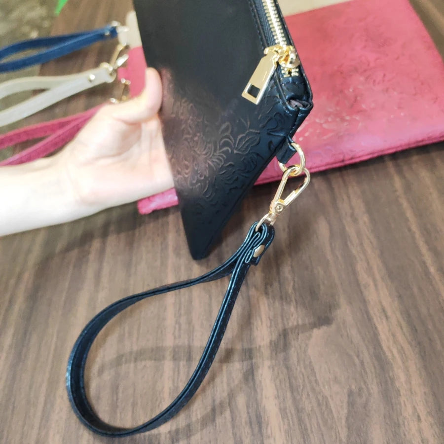 Vintage Relief patterned women Clutches phone envelope clutch purse PU leather Lady Handbag wallet bolsa feminina