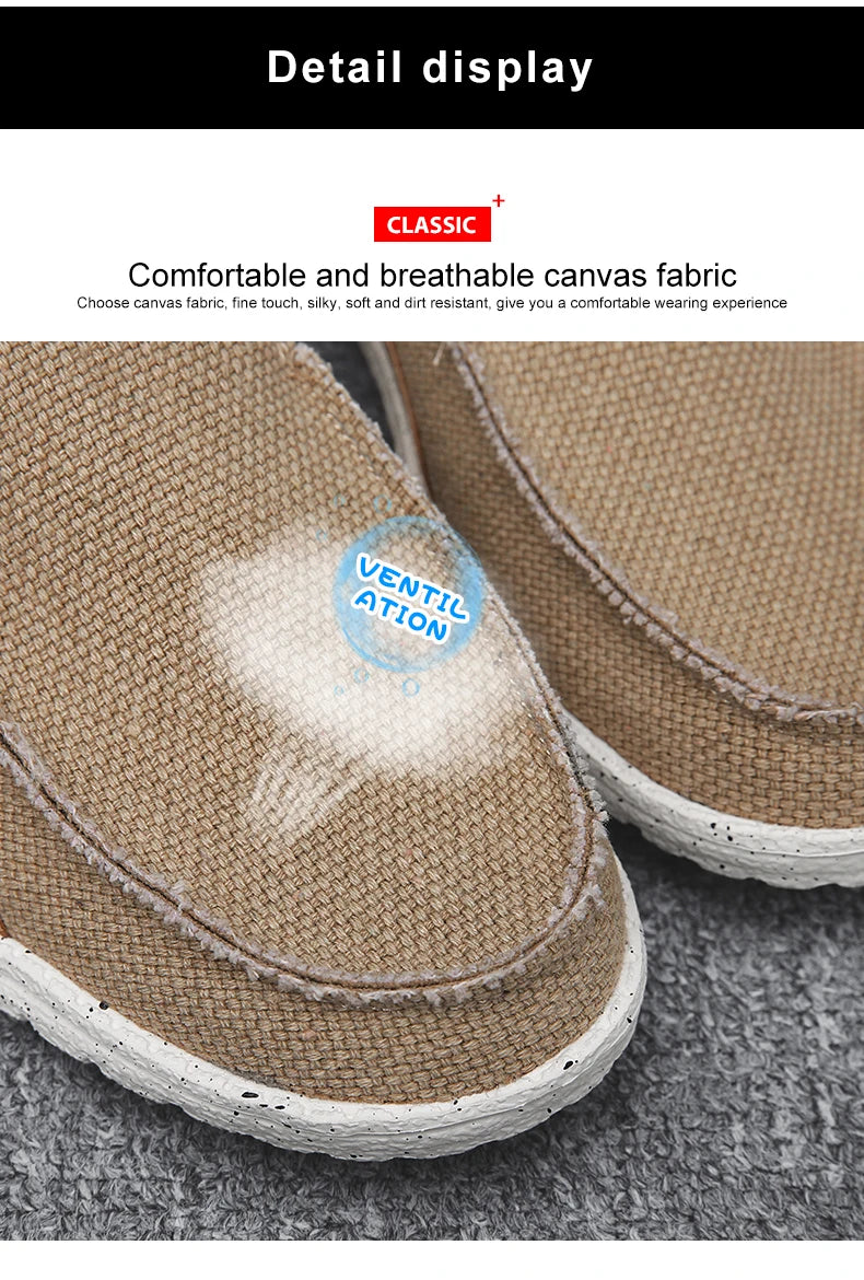 Summer Breathable Sneakers Men Canvas Shoes Slip On Loafers Men Comfty Casual Men Shoes Lightweight Flats Men Walking Zapatos