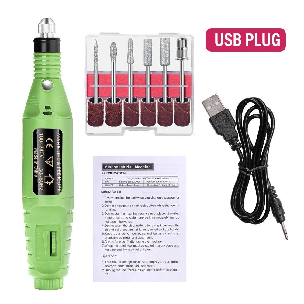 Nail Sander Set Electric Nail Drill Machine Grinding Equipment Milling Cutter For Manicure Pedicure Strong Polishing Tools