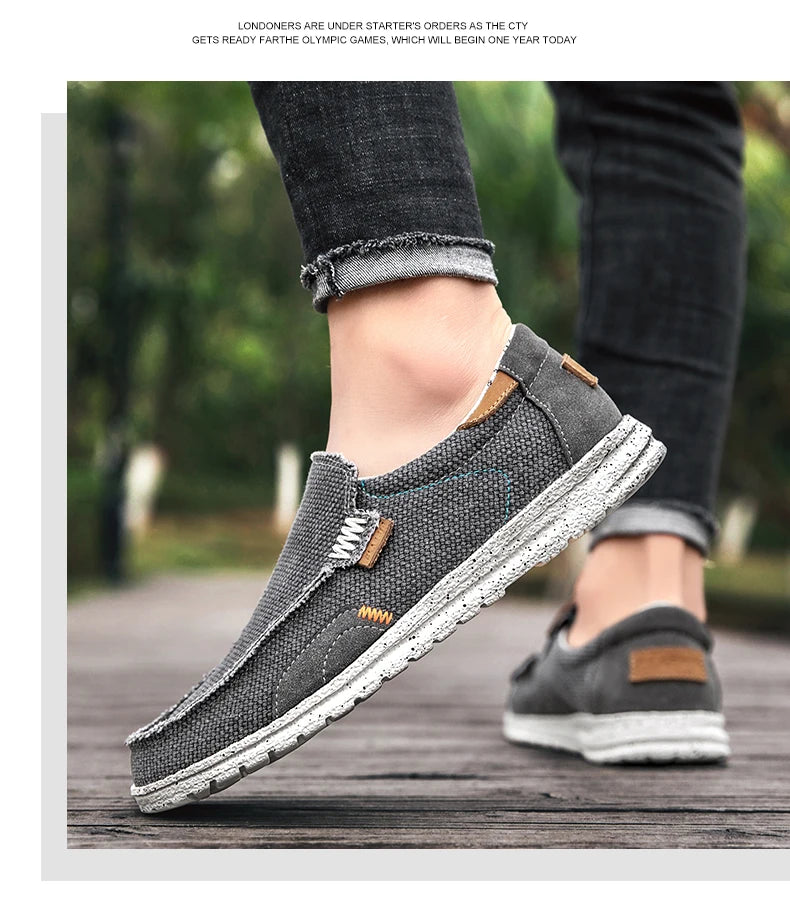 Summer Breathable Sneakers Men Canvas Shoes Slip On Loafers Men Comfty Casual Men Shoes Lightweight Flats Men Walking Zapatos