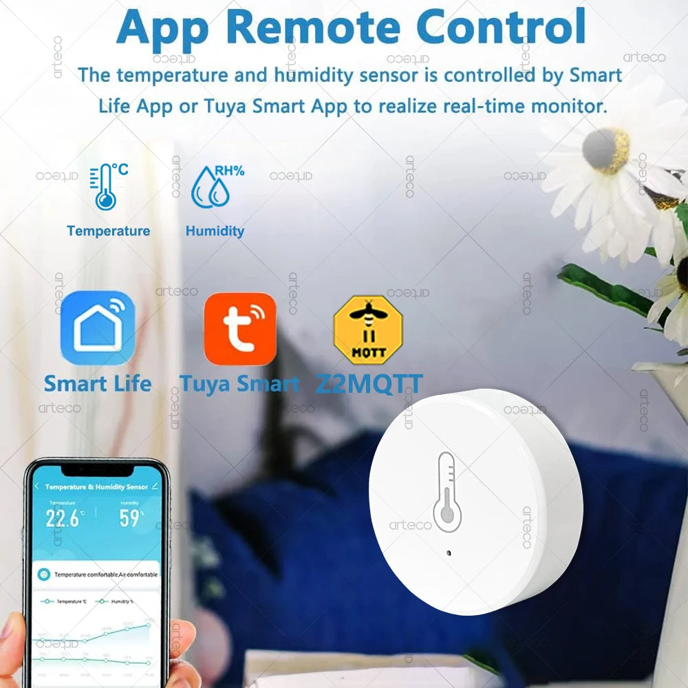 Tuya Zigbee Temperature And Humidity Sensor Intelligent Home Thermohygrometer Real-time Monitor Support Alexa Home Assistant Z2M