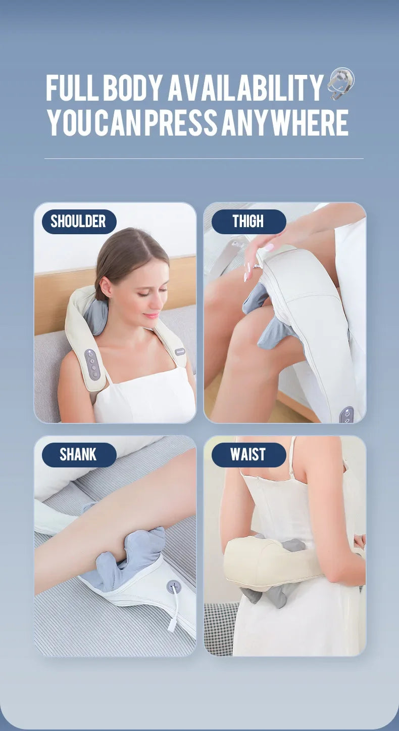 Wireless Neck And Back Massager Shoulder Kneading Massage Shawl Cervical Relaxing Trapezius Massager