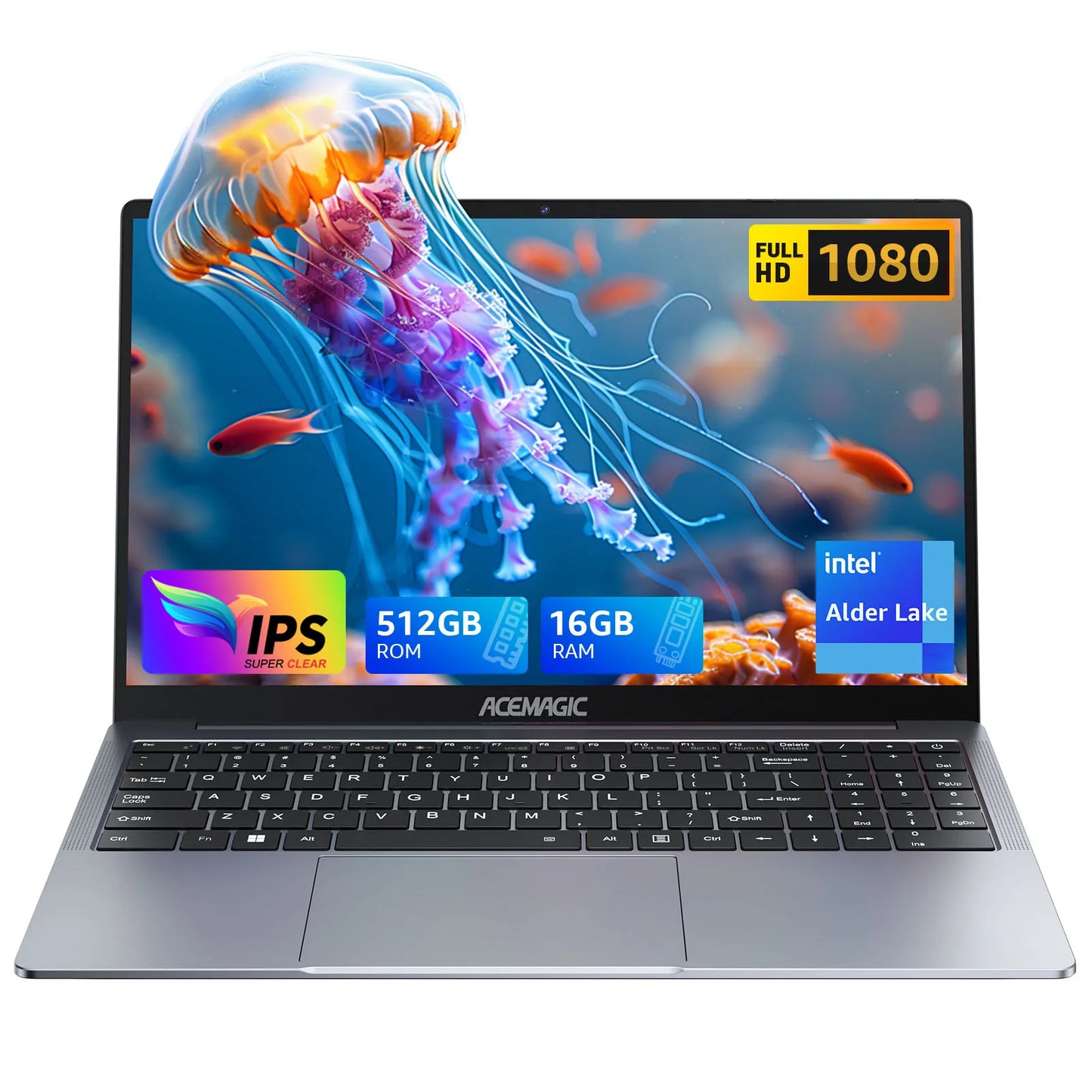 ACEMAGIC Laptop 16inch FHD Laptop Intel Alder Lake N97 16GB RAM 512GB SSD Windows 11 Pro Notebook 180° Flip Computer Wifi6 BT5.2