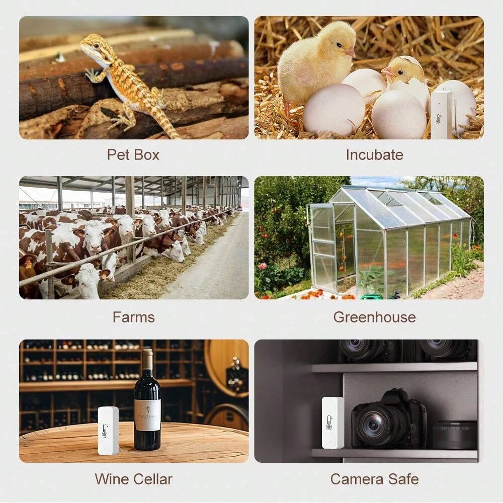 Smart Temperature & Humidity Sensor with WiFi Low Battery Alert Intelligent Climate Control Device Indoor Environment Monitoring