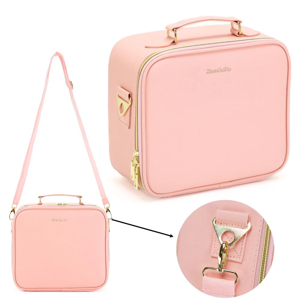 PU Leather Makeup Bag with Mirror 2024 New Leather Multi-Functional Women Cosmetic Case Large Capacity Water-resistant Bag