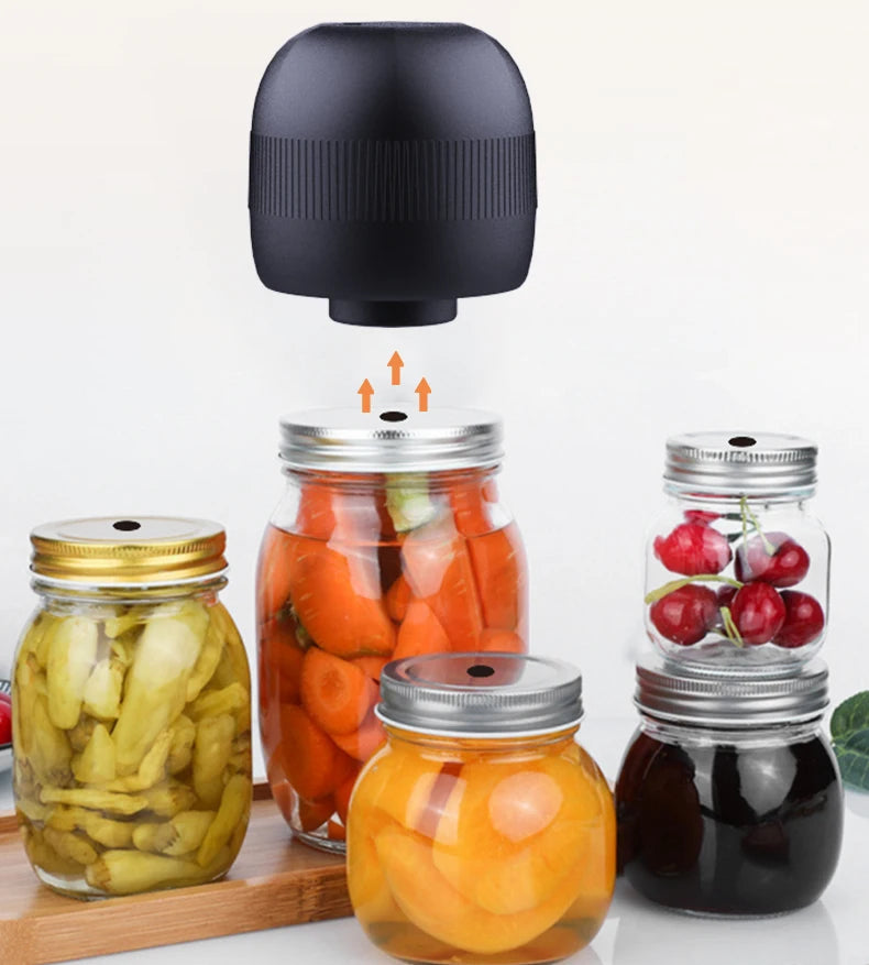 Electric Automatic Kitchen Mini Mason Jar Vacuum Sealer Kit - Pump Machine with Lids Food Preservation Jar Sealer Set