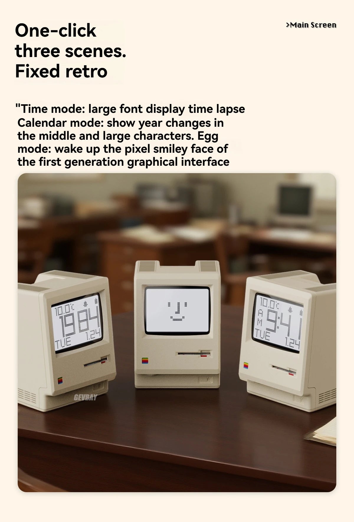 Maclock Retro Alarm Clock Creative Wake Up Artifact Students Desktop Decor Electronic Clock Computer Keyboard Accessories Gift