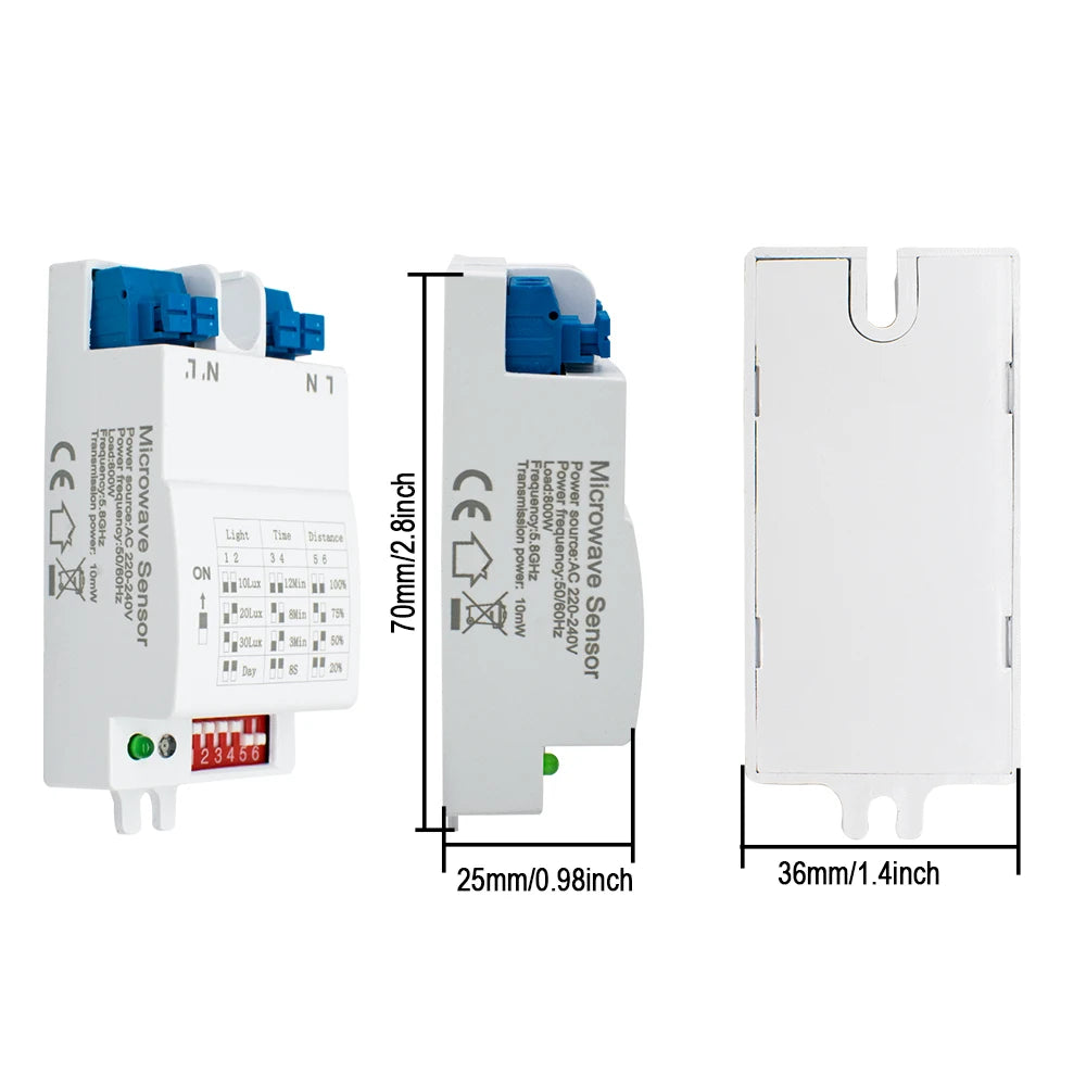 5.8GHz Microwave Doppler Radar Sensor Switch AC 220V-240V Motion Sensor Module High Sensitivity Body Induction Detector Sensor