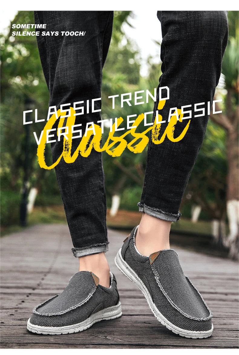 Summer Breathable Sneakers Men Canvas Shoes Slip On Loafers Men Comfty Casual Men Shoes Lightweight Flats Men Walking Zapatos