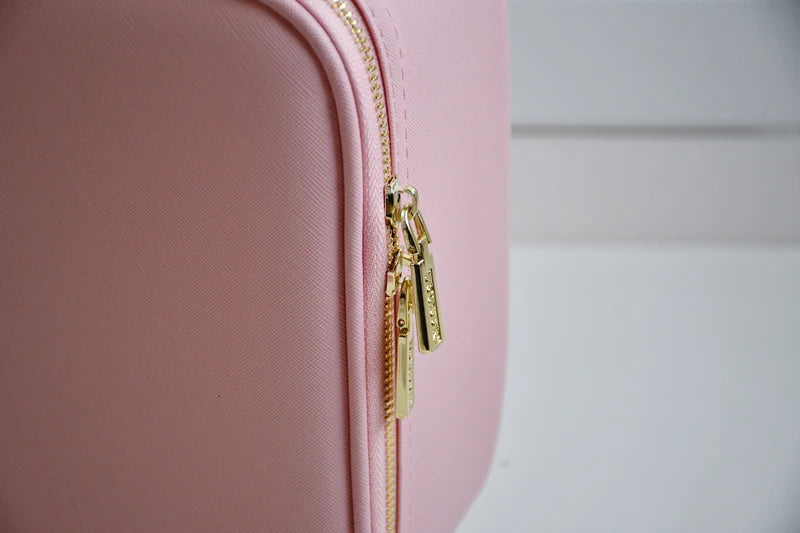 New LED Lighted Cosmetic Case with Mirror Waterproof PU Leather Portable Travel Makeup Storage Bags