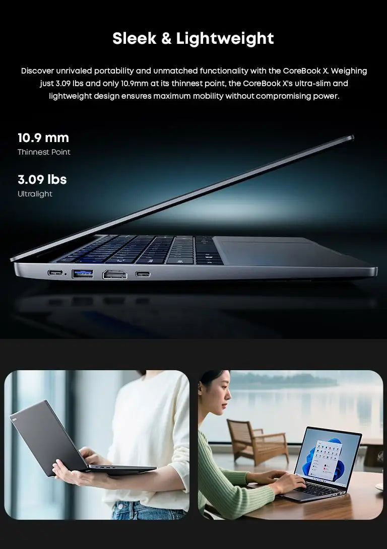 CHUWI CoreBook X Gaming Laptop AMD R5-7430U 16GB DDR4 RAM 512GB SSD 14.1 inch FHD Screen Lightweight Notebook 4.3 GHz Windows 11