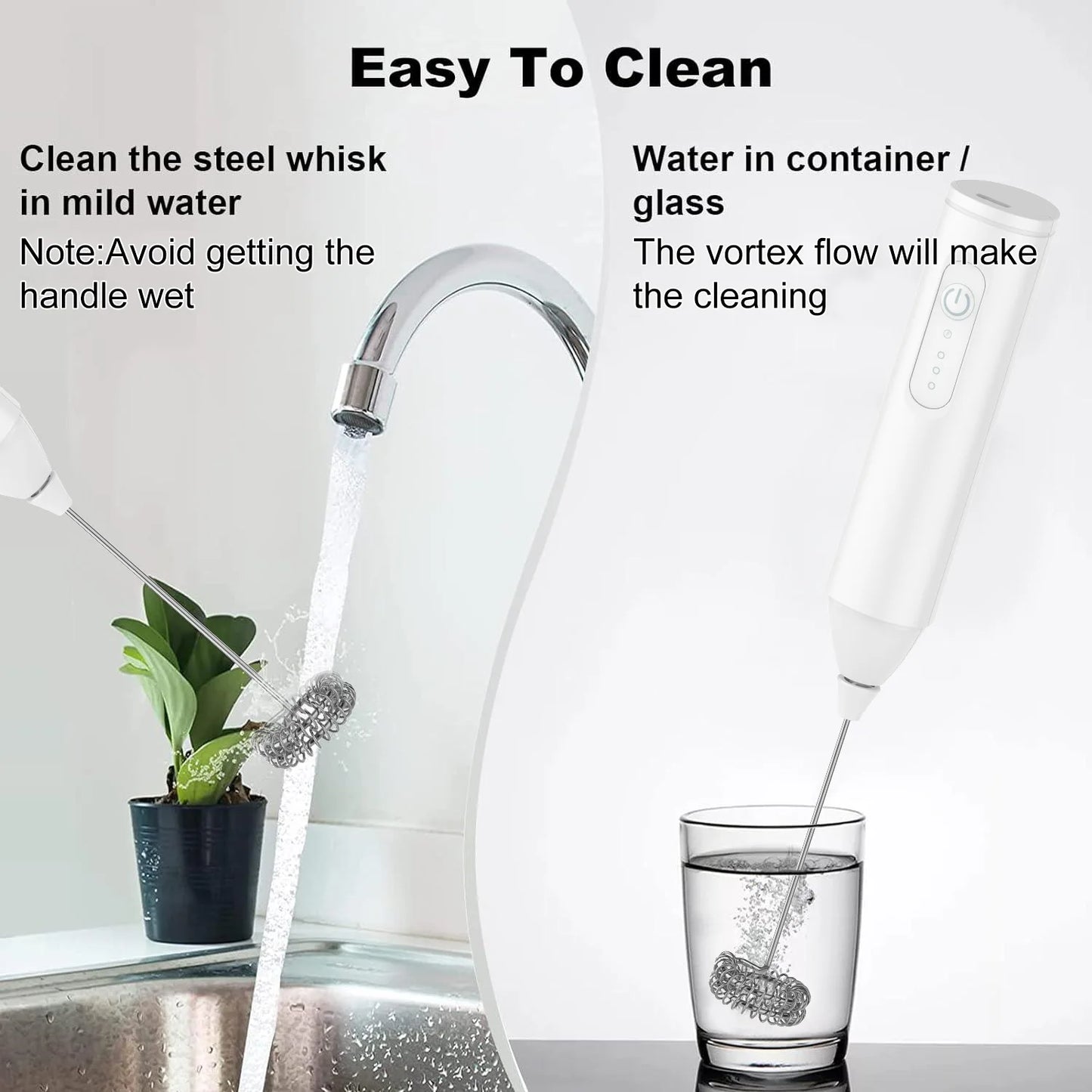 Wireless Milk Frother Electric Type-C Handheld Blender Stainless Steel Mini Coffee Maker Whisk Mixer For Coffee Cappuccino Cream