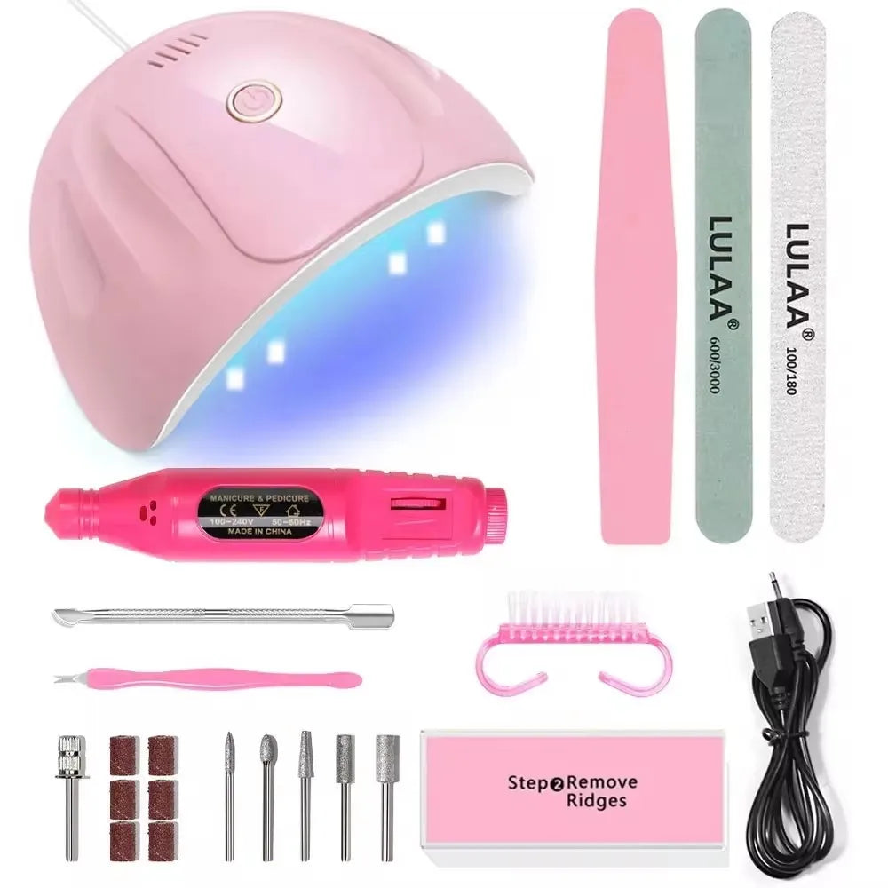 LINMANDA Manicure UV LED Lamp Kit Set with UV Lamp and 20000RPM  Nail Drill Machine for Remove Dead Skin Manicure Tools Set