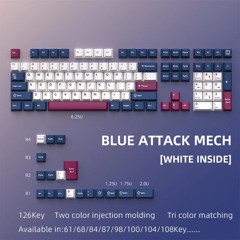 USLION 126 Keys Cherry Profile Keycaps ISO Layout Minimalist PBT Key Caps for Gaming Mechanical Keyboard GMK87 GMK67 AULA 75