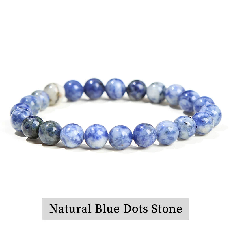JD Natural Stone Beads Bracelet Amethyst Tiger Eye Crystal Quartz Agate Gem Beads Bangles Women Men Reiki Healling Jewelry Gift