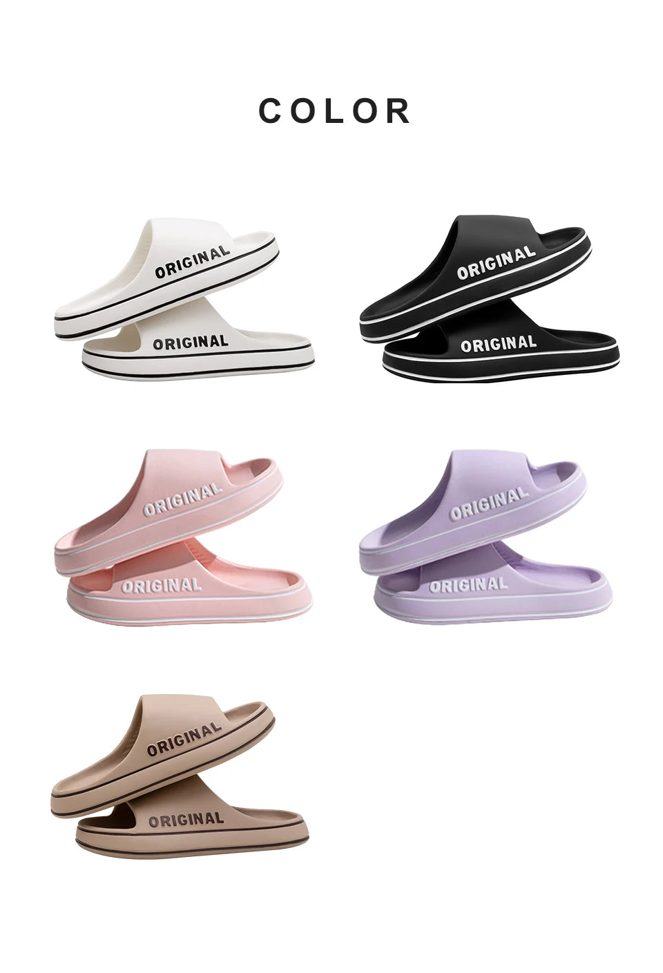 Feslishoet Letter Beach Slides Solid Color Women/Men Thick Sole Indoor Bathroom Anti Slip Sandals