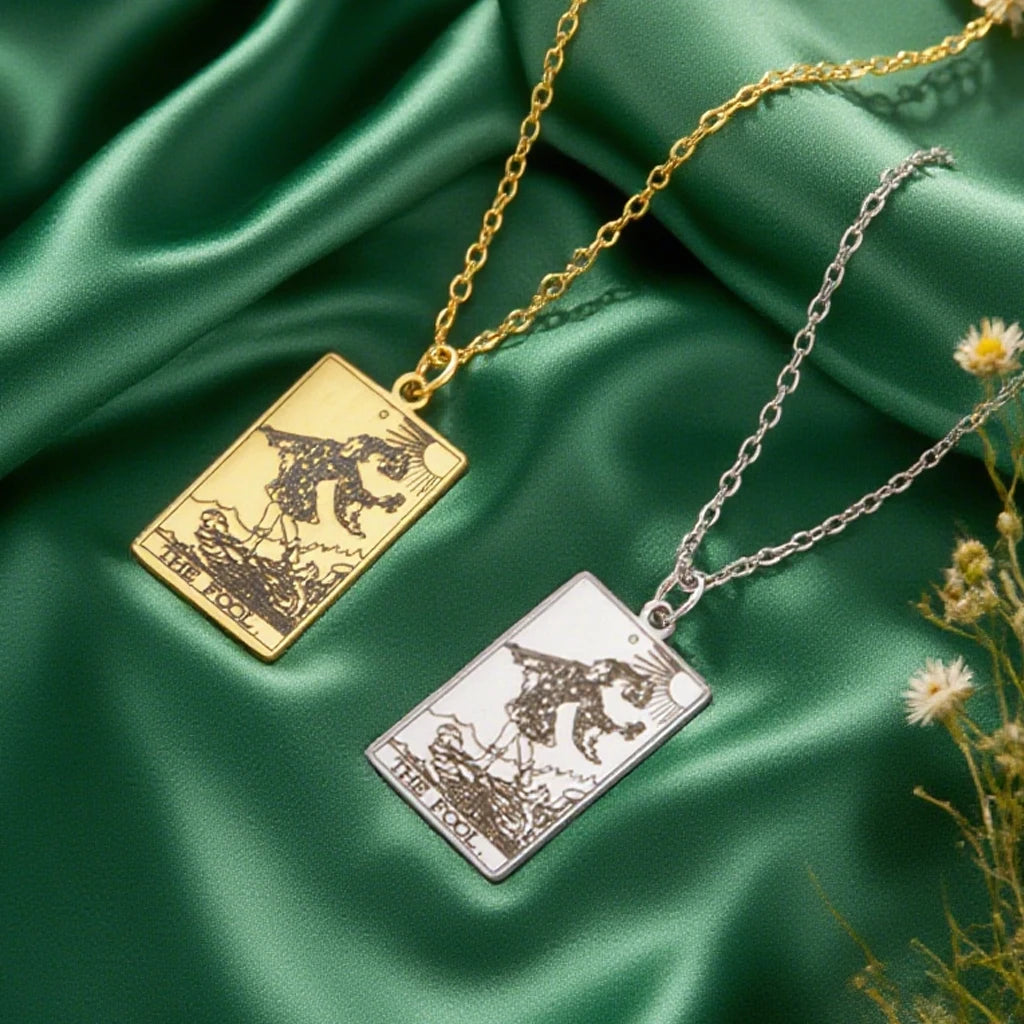 Dawapara Tarot Cards Necklace Women Stainless Steel Necklace Wealth Amulet Classic Tarot Major Arcana Divination Charm Jewelry