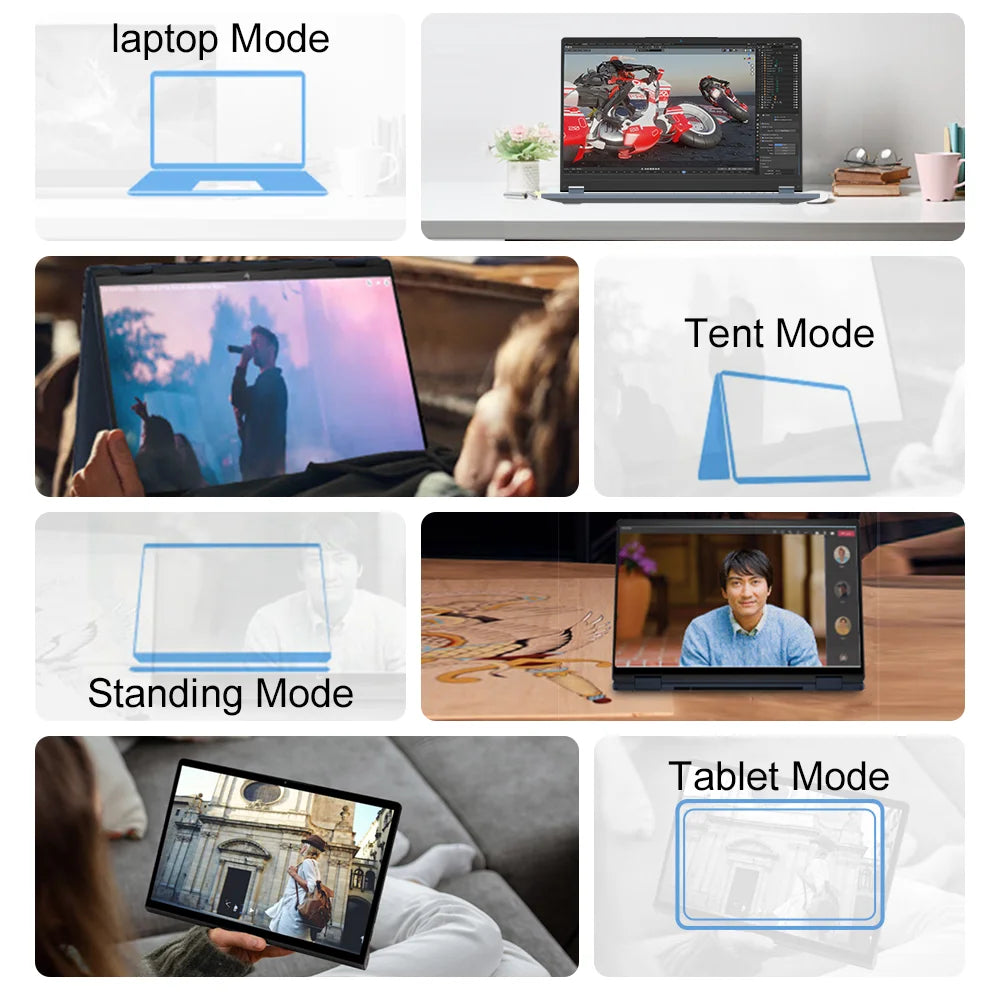 Ninkear YBOOK15 2 in 1 Laptop 360° flip 15.6' FHD IPS Touch Screen Tablet AMD Ryzen™ 3 3200U 16G DDR4+512GB SSD Windows 11 Pro