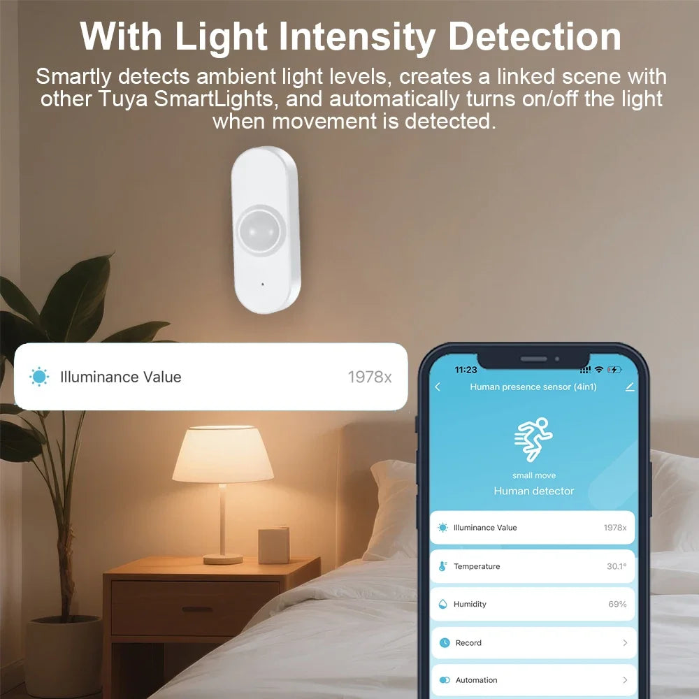 Smart Zigbee Human Presence Sensor 24G Mmwave Radar Motion Light Detector Smart Home Optional Temperature And Humidity Detection