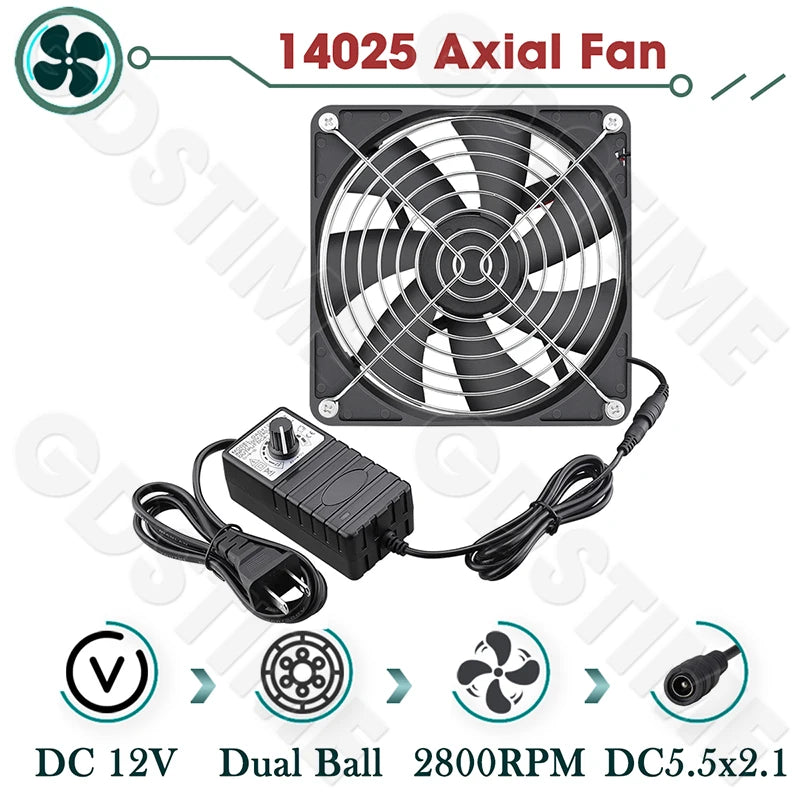 Gdstime CPU Cooler 12V 80MM Fan 120MM DIY Server High Speed Fan for Desktop Computer Case Cooling 220V Power Adjustable Speed