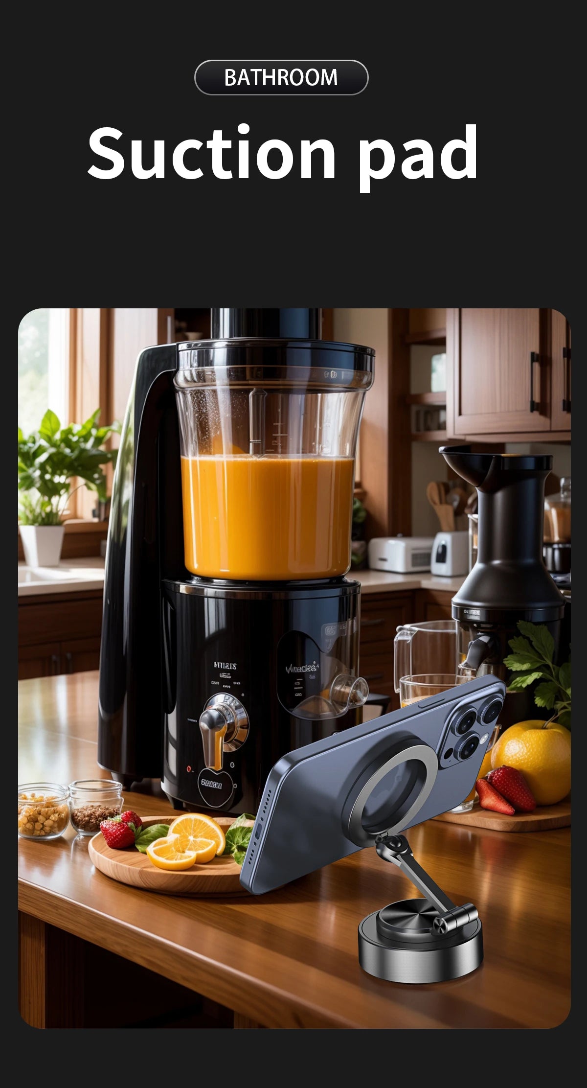 Double Sides Car Phone Holder Magnetic Vacuum Adsorption Bracket with Wireless Charger 360 degree Rotating Car Phone Stand