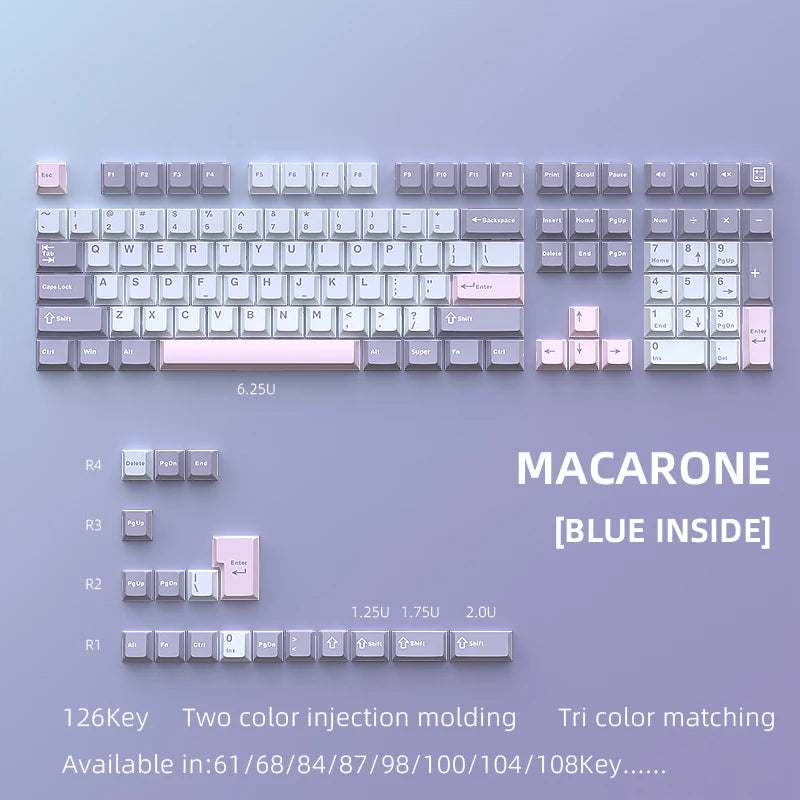 USLION 126 Keys Cherry Profile Keycaps ISO Layout Minimalist PBT Key Caps for Gaming Mechanical Keyboard GMK87 GMK67 AULA 75