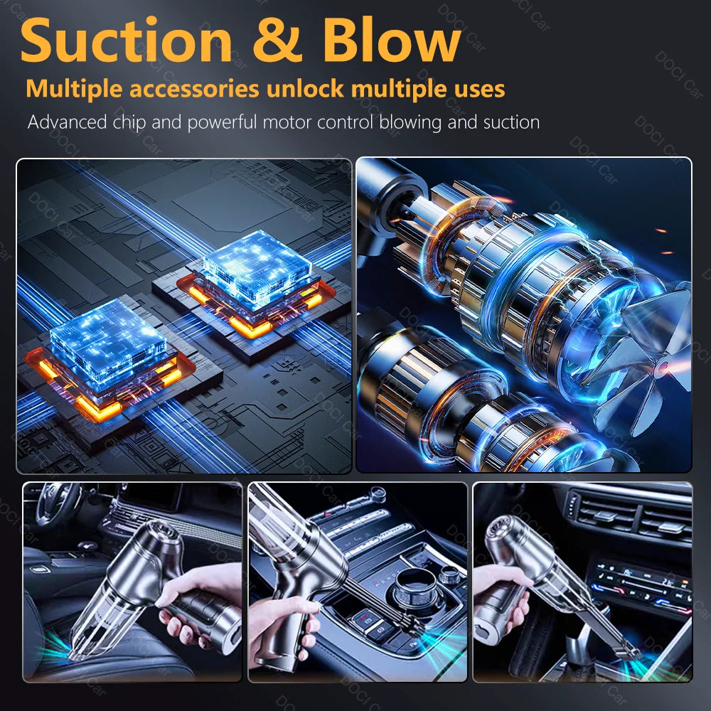 95000PA Home Appliance Car Vacuum Cleaner Wireless Handheld Car Vacuum Vacuuming And Blow 2 IN 1 Portable Strong Suction Cleaner