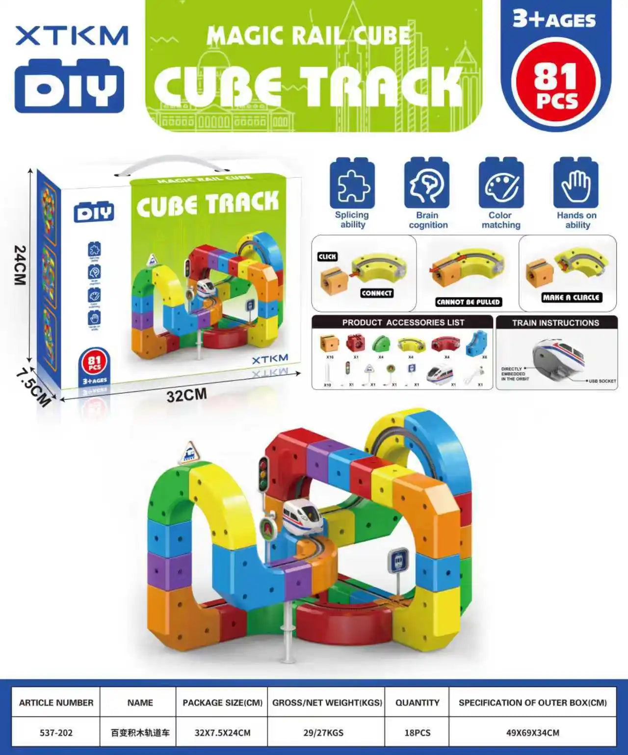 Electric Magnetic Track Set with Anti-Gravity Vehicles - 100+ Pieces STEM Building Toys, Creative DIY Railway for Kids Gift Toy