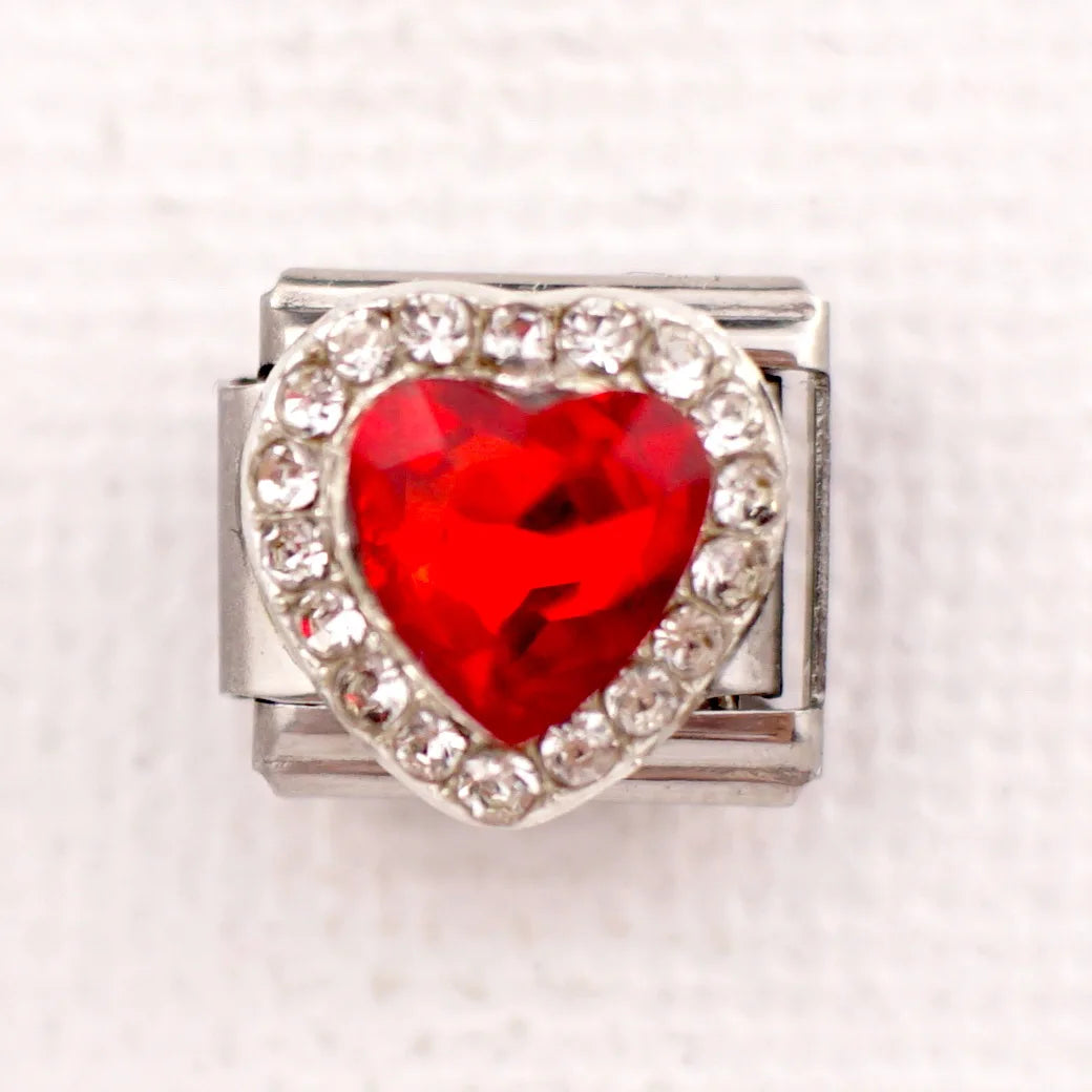 New Fashion Colorful Love Gemstone Style Italian Charm Fit 9mm Link Stainless Steel Bracelet Module DIY Women Men Jewelry Making