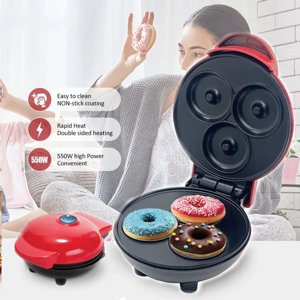 Home Sweet Donut Machine Breakfast Machine Internet Celebrity 3-Hole Cake Pancake Machine Light Food Machine Baking